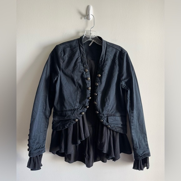 Free People Romantic Ruffles Jacket-Black - Picture 14 of 16
